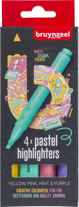 Bruynzeel surligneur set pastel 4 couleurs