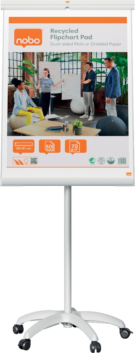 Tableau à feuilles mobiles en acier Nobo premium plus - tableau blanc magnétique - 70 x 100 cm - blanc