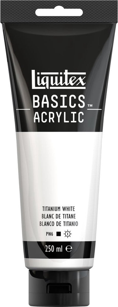 Liquitex 88700229 peinture acrylique basics blanc de titane – 250 ml | peinture acrylique pour artistes | viscosité moyenne | couleur résistante à la lumière pour peindre sur toile
