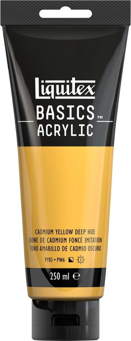 Liquitex 88700217 peinture acrylique basics jaune de cadmium teinte profonde – 250 ml | peinture acrylique pour artistes | viscosité moyenne | couleur résistante à la lumière pour peindre sur toile