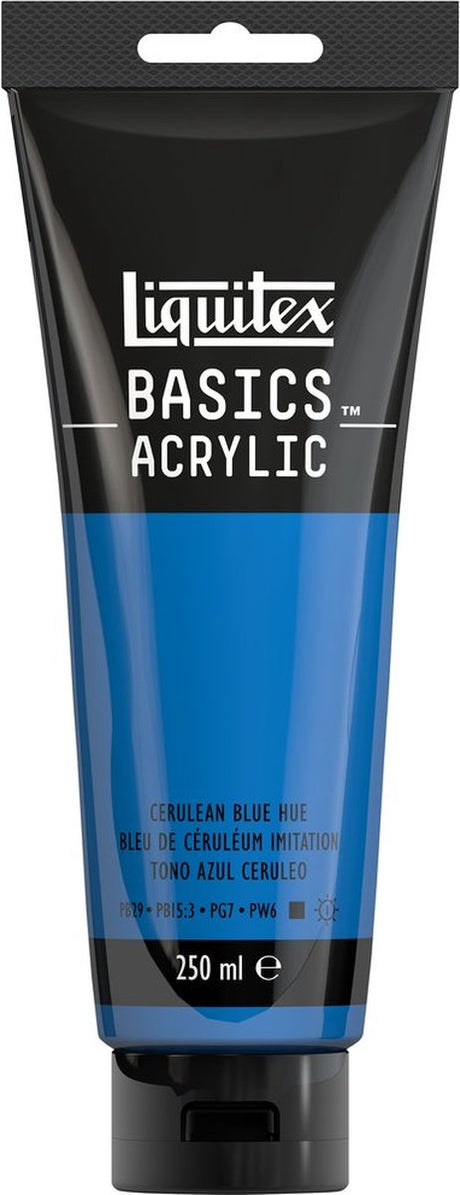 Liquitex 88700219 peinture acrylique basics teinte bleu céruléen – 250 ml | peinture acrylique pour artistes | viscosité moyenne | couleur résistante à la lumière pour peindre sur toile