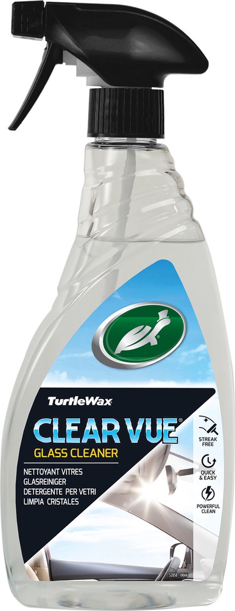 Nettoyant pour vitres Turtle Wax gl clearvue - pour miroirs en verre - pouvoir nettoyant maximum - permet un nettoyage sans traces - élimine les taches de tabac, les empreintes digitales et la saleté - pour l'intérieur, l'extérieur - 500 ml