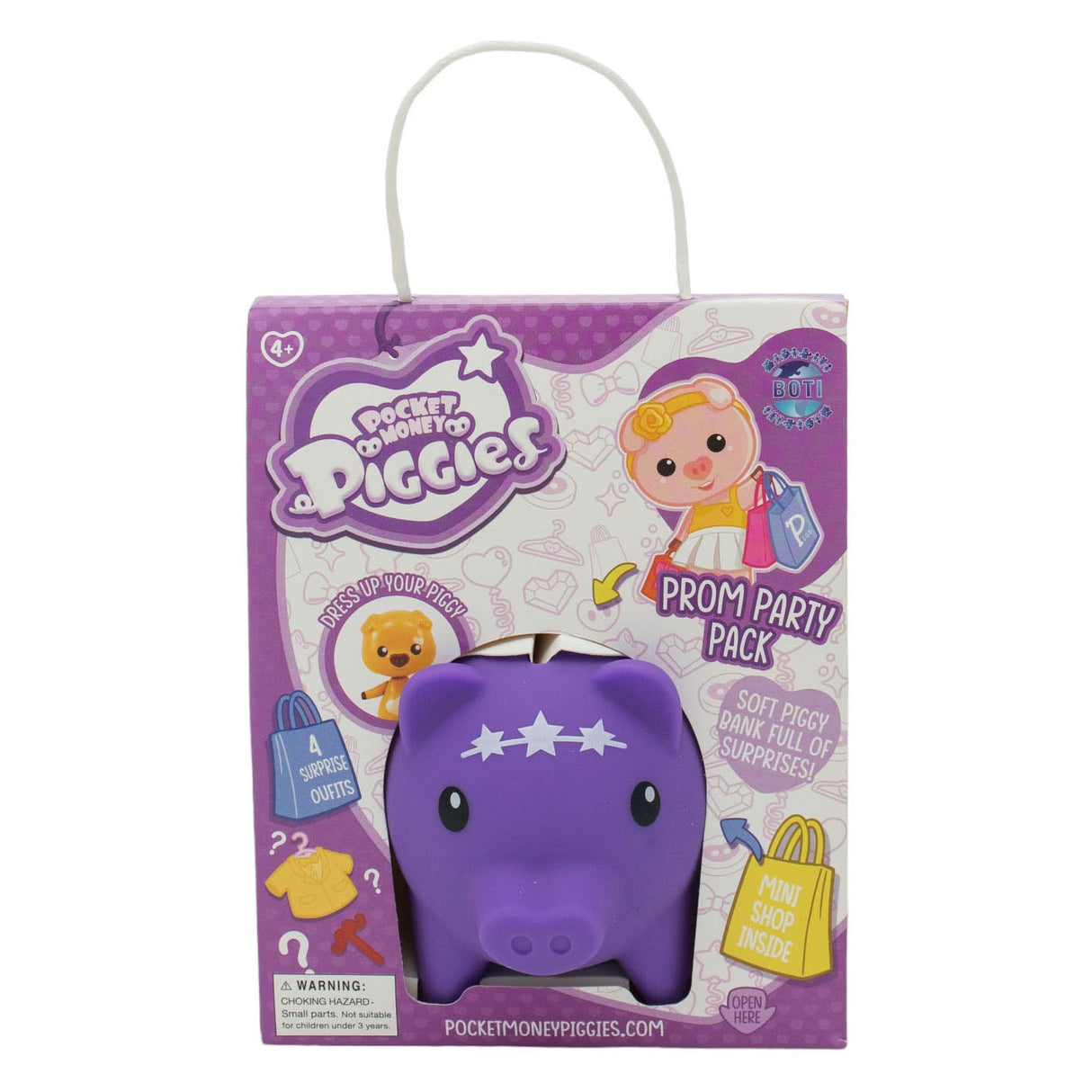 Boti Pockey Money Piggies Speel Figure avec boîte d'argent - Prom Party Pack