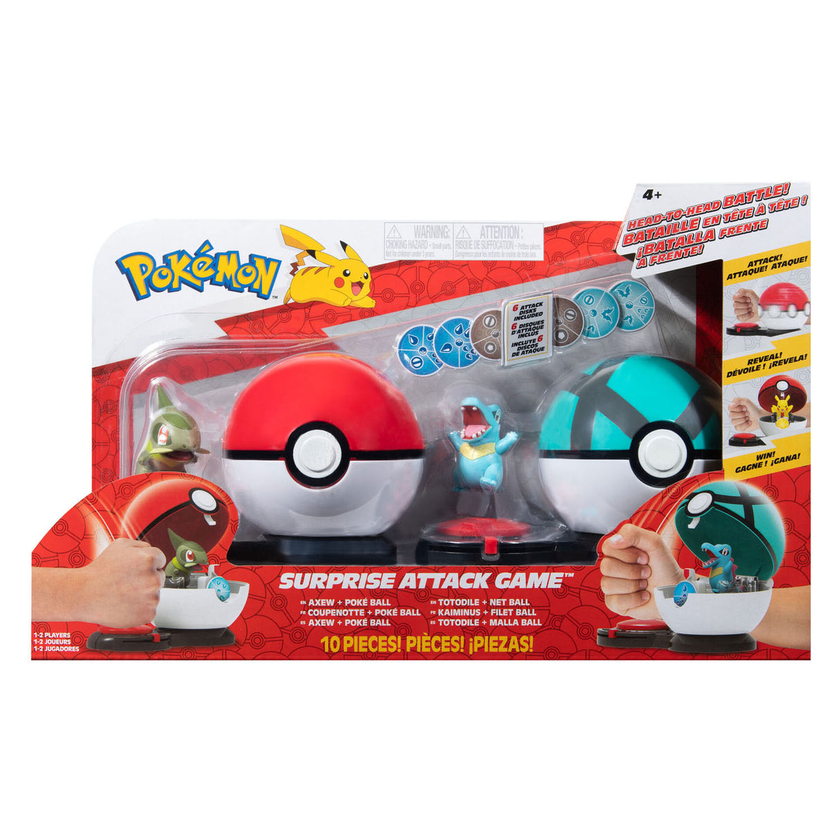 Boti pokémon surprise attack game speelset - axew poke ball vs totodile net ball