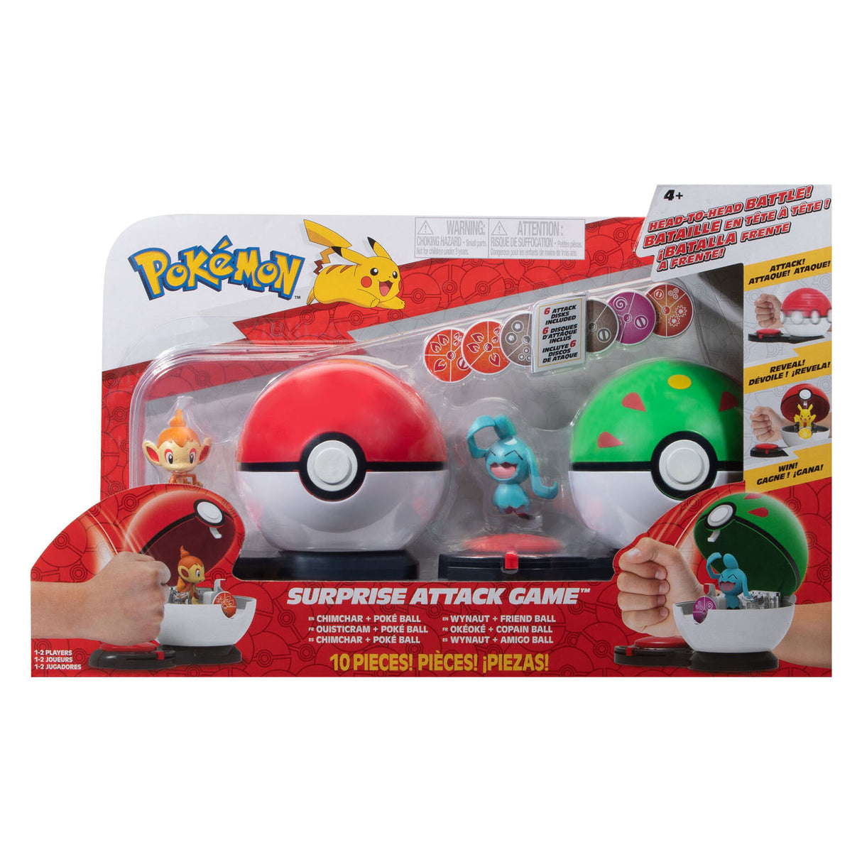 Boti Surprise Attack Game Play Set Chimchar Poke Ball vs Wynaut Friend Ball