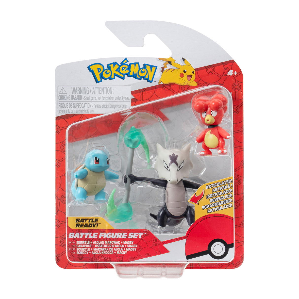 Boti Pokémon Batte Figure Set - Magby, Alolan, Marow, 3e.