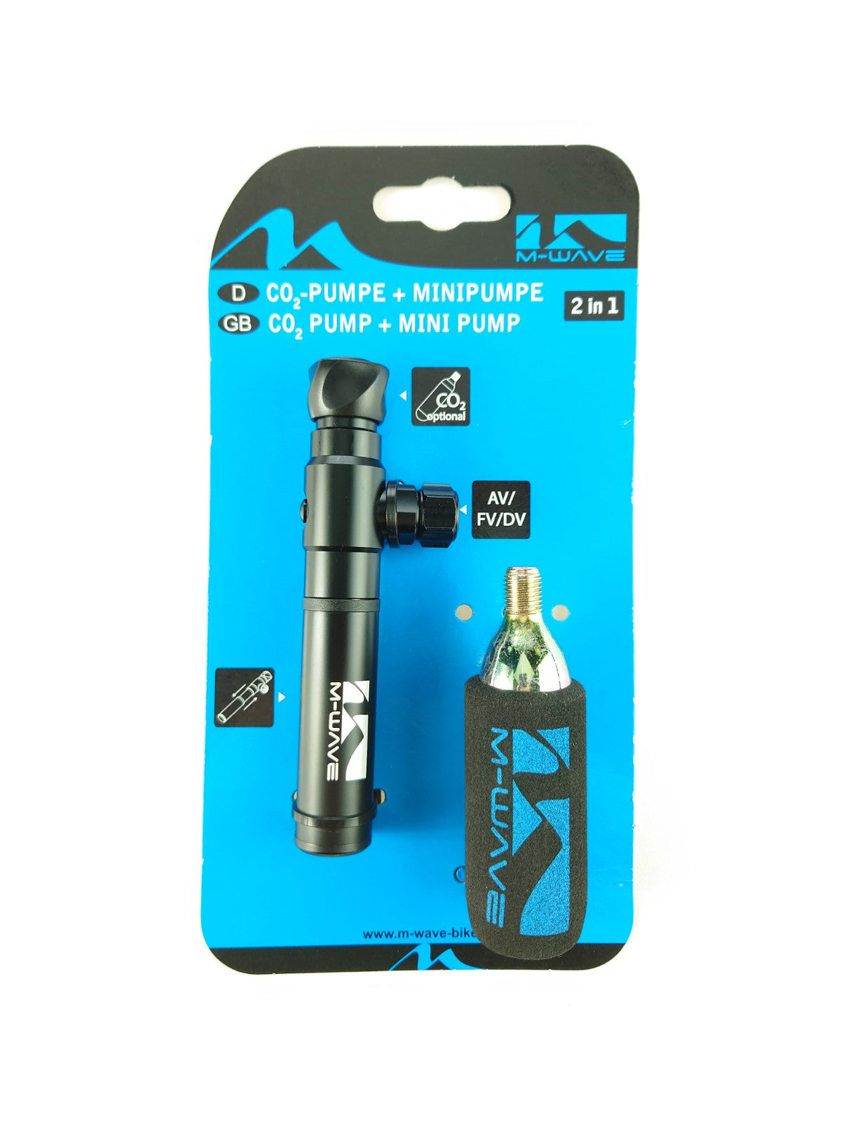 Pompe M-wave mini aluminium avec cartouche de co2 16gr