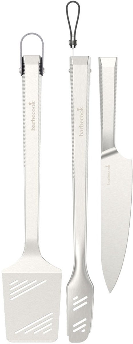 Set premium Barbecook avec spatule, couteau de chef et pinces en acier inoxydable 45,7 cm