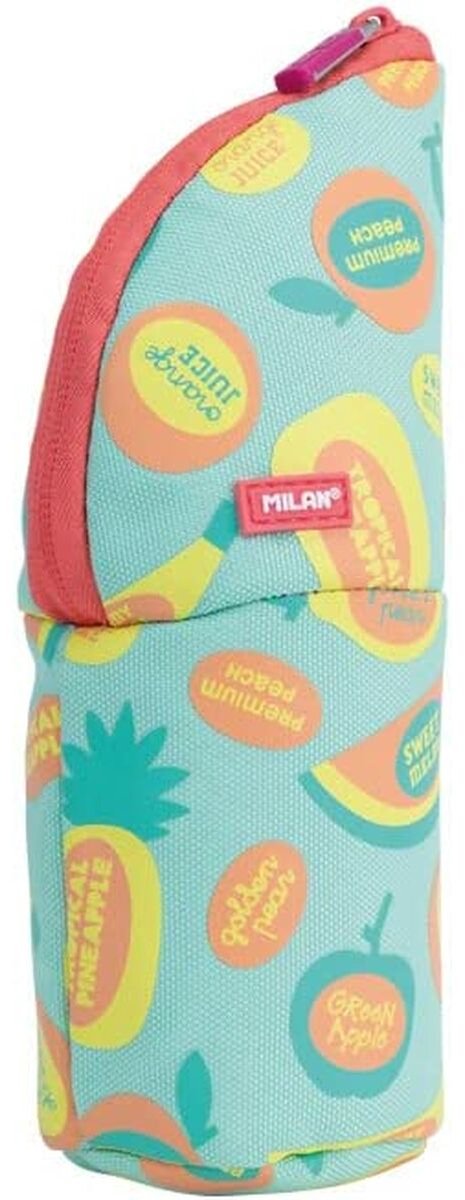 Trousse scolaire Milan frutikis vert orange 21 x 11,5 x 8 cm