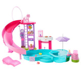 Barbie dream pool - ensemble de jeu avec toboggan et bain à remous et plus de 20 accessoires