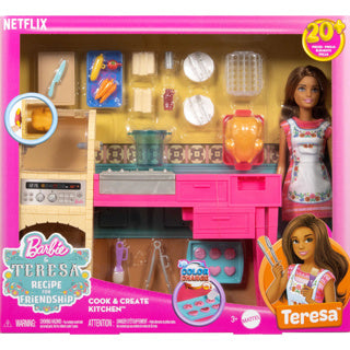 Poupée familiale Barbie recette Teresa pour ensemble de jeu d'amitié et de cuisine