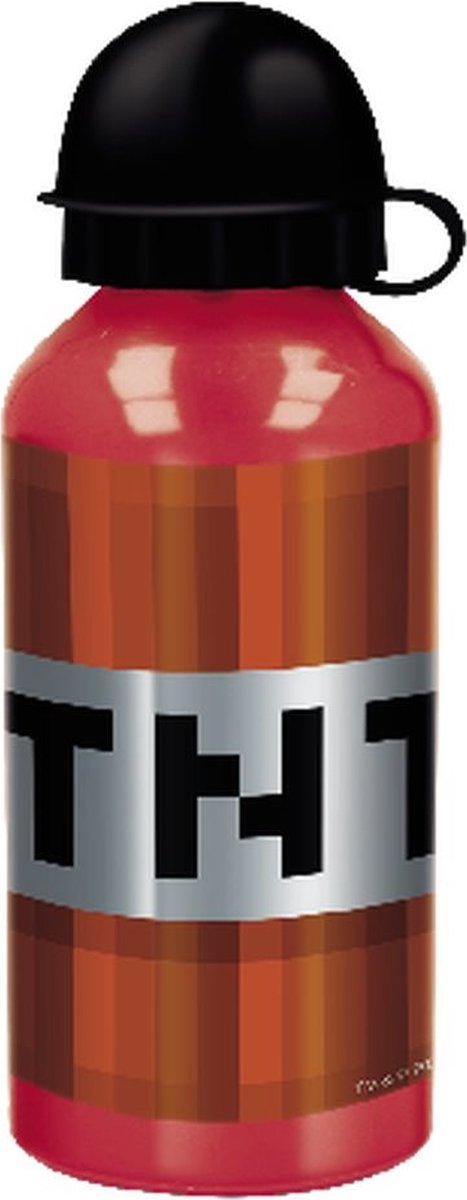 Gourde en aluminium Stor Minecraft - 400 ml - légère - bouchon à vis étanche - gourde pour enfants - rouge noir
