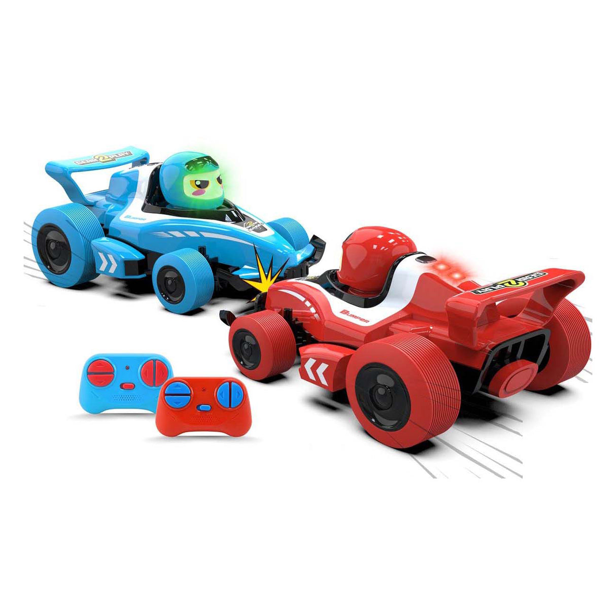 Gear2play RC Neon Bumper Cars Pro Duo Set – Voitures de combat RC Formule 1 – Participez à un duel crash !