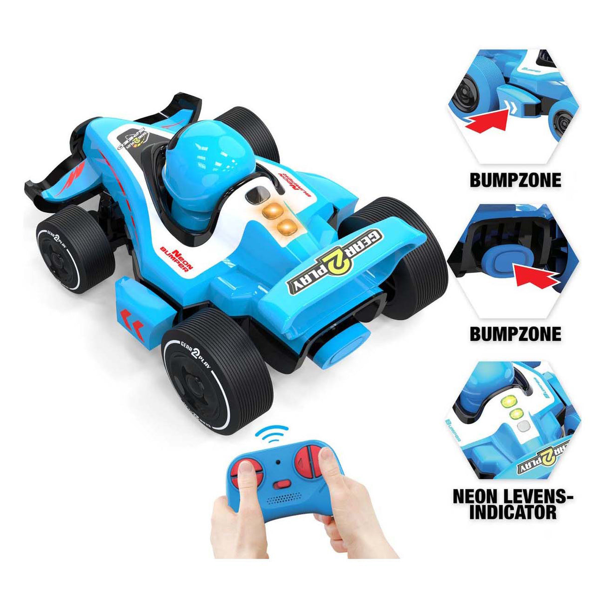 Gear2play RC Neon Bumper Cars Pro Duo Set – Voitures de combat RC Formule 1 – Participez à un duel crash !