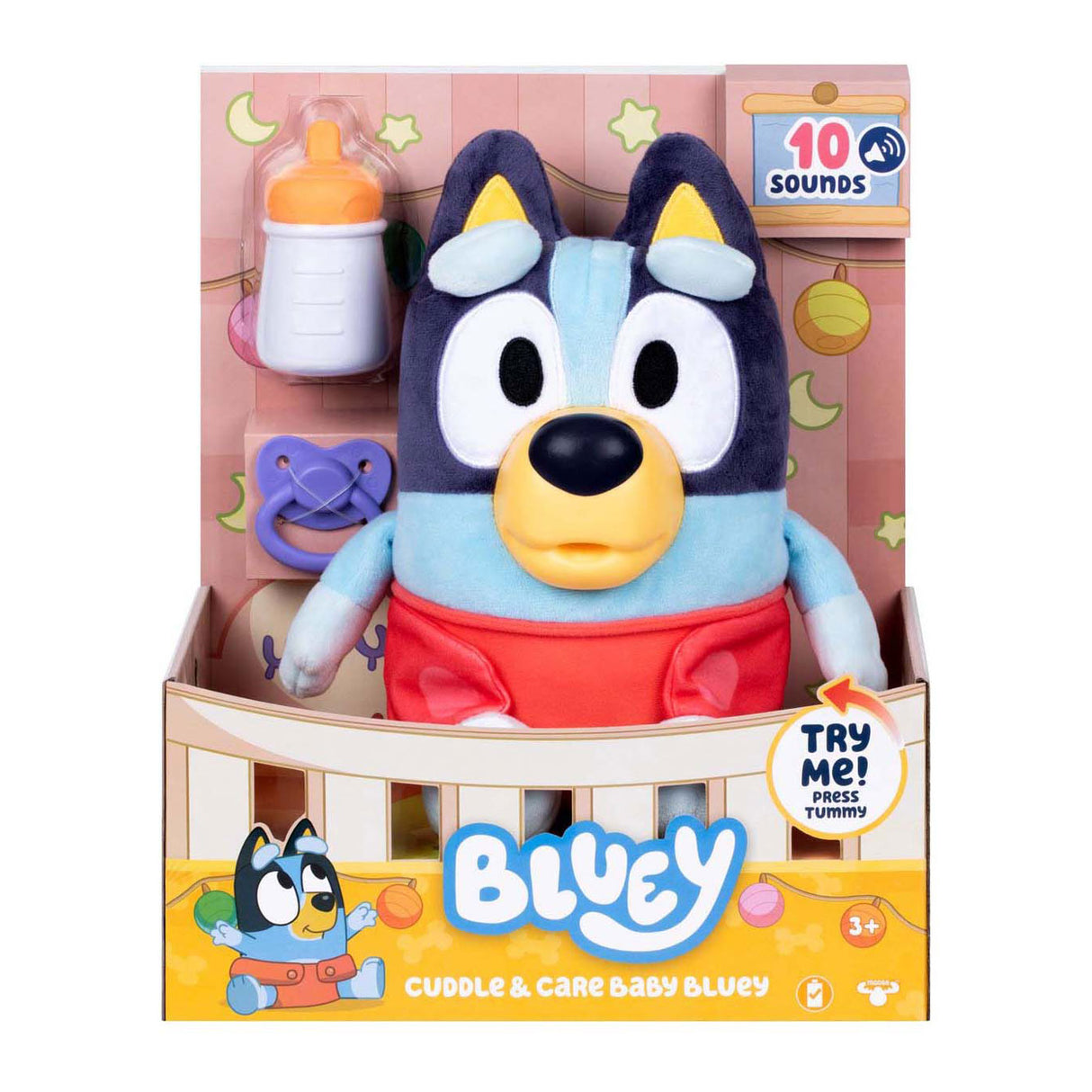 Peluche interactive Spectron Baby Bluey câlin et soins