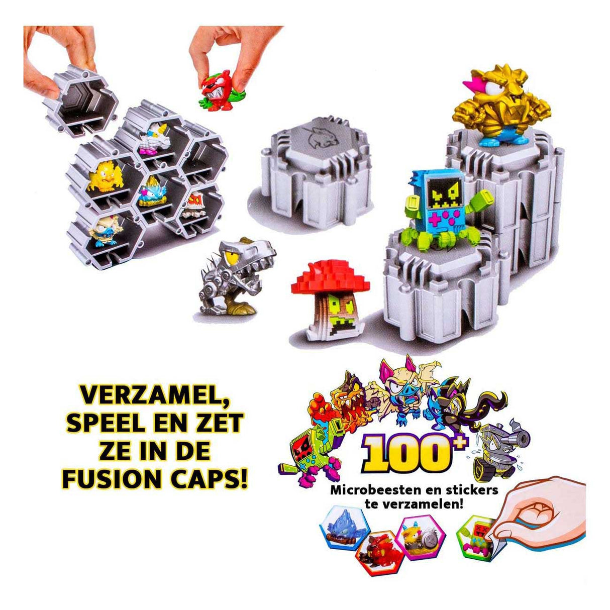 Moose Toys Mrbeast Lab Swarms - Hyper Fusion Series Chaos XL Pack - 22 essaims de micro-bêtes, 5 casquettes de fusion 22 autocollants
