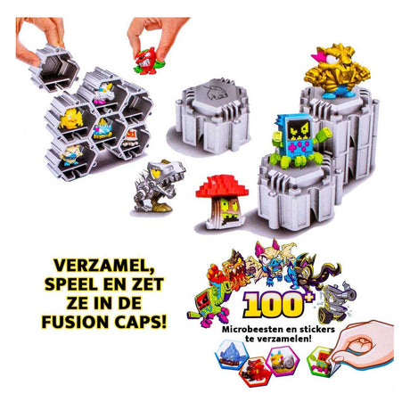 Moose Toys Mrbeast Lab Swarms - Hyper Fusion Series Chaos XL Pack - 22 essaims de micro-bêtes, 5 casquettes de fusion 22 autocollants