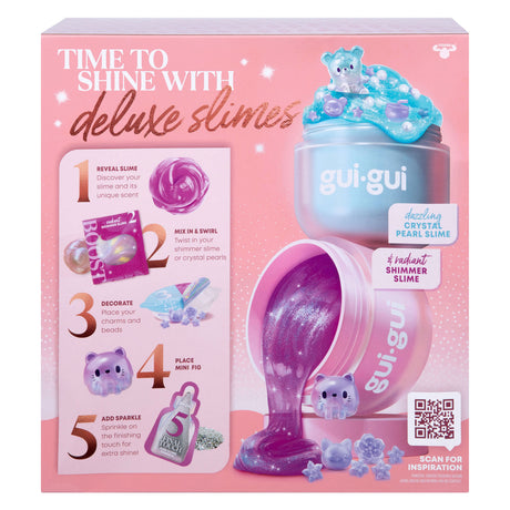 Moose Toys gui gui slime - pack duo de luxe chatoyant - fabriquez votre propre slime étincelant et parfumé