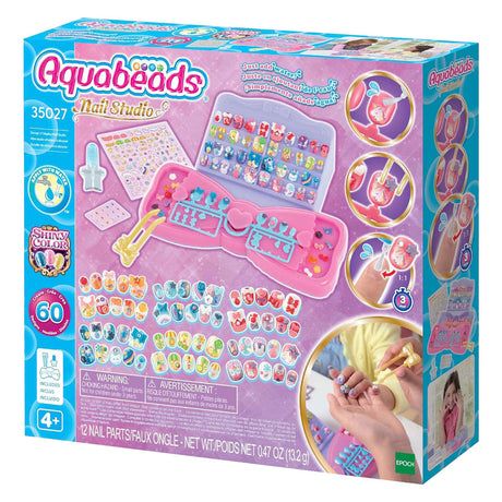 Set d'ongles multicolores Aquabeads pour enfant - studio d'onglerie complet comprenant 60 ongles