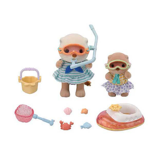 Sylvanian familles 5804 ensemble de tuba éclaboussant les sœurs de la loutre de mer