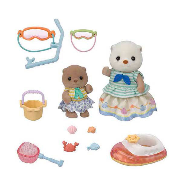 Sylvanian familles 5804 ensemble de tuba éclaboussant les sœurs de la loutre de mer