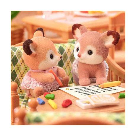 Familles Sylvanian 5800 cerfs jumeaux - 2 figurines de jeu douces et veloutées