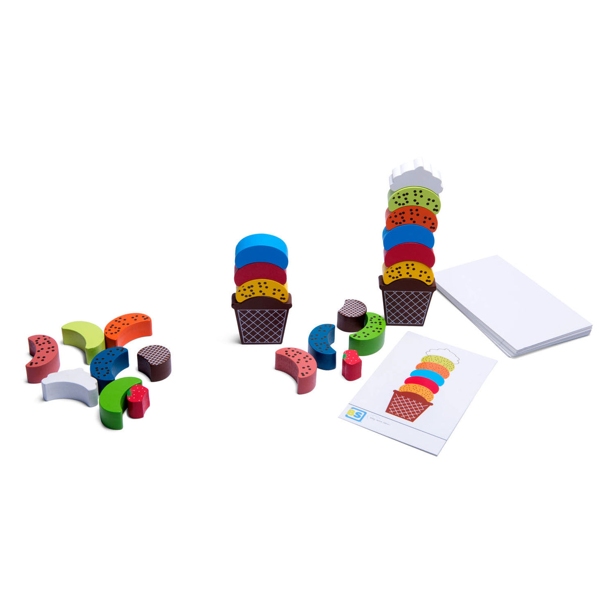 Bs toys créations glacées en bois - jeu d'équilibre et d'empilage