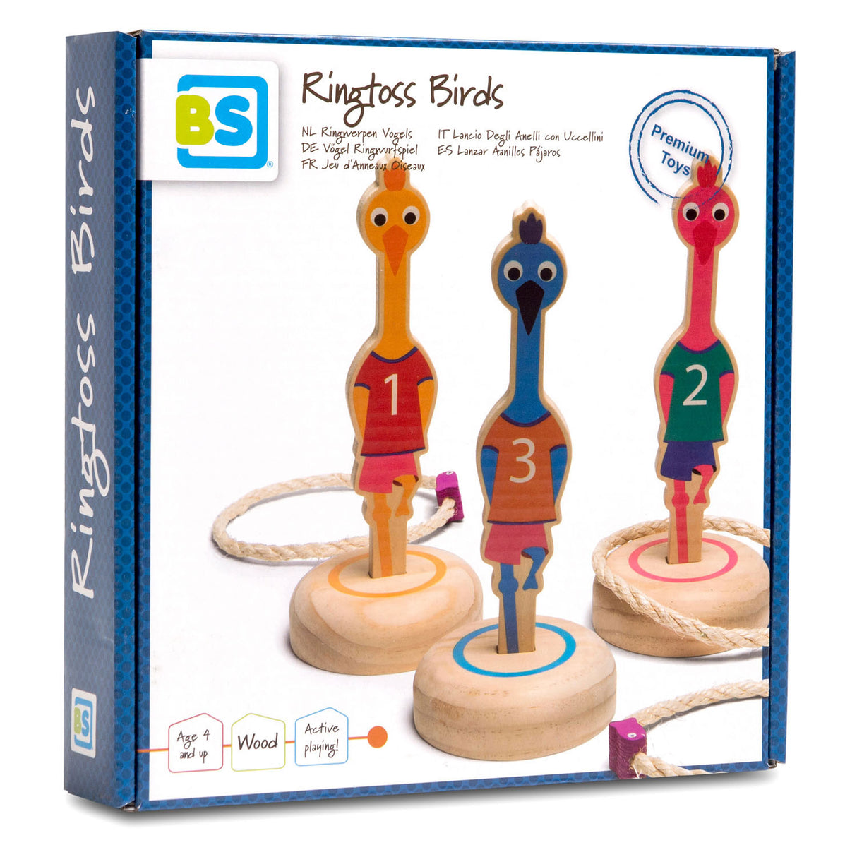 Bs toys ringwerpen vogels hout - werpspel