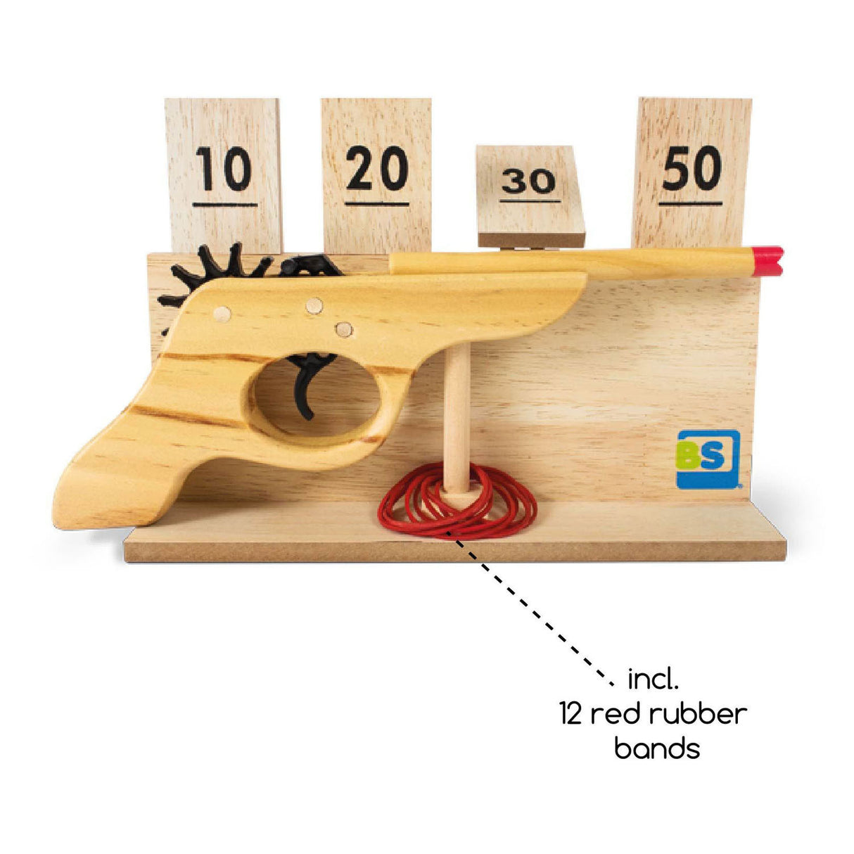 BS Toys Wood Shooting Game med Target, 14dlg.