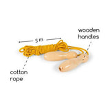Bs Toys corde à sauter jaune avec poignées en bois