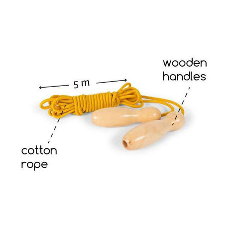 Bs Toys corde à sauter jaune avec poignées en bois