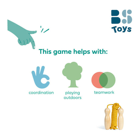 Bs Toys corde à sauter jaune avec poignées en bois