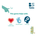 Bs jouets méga jeu de tour bancale en bois, 61 pcs.