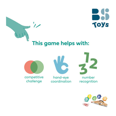 Les jouets Bs tirent dessus ! pistolet élastique - bois - jeu de coordination - à partir de 6 ans - 5 cibles