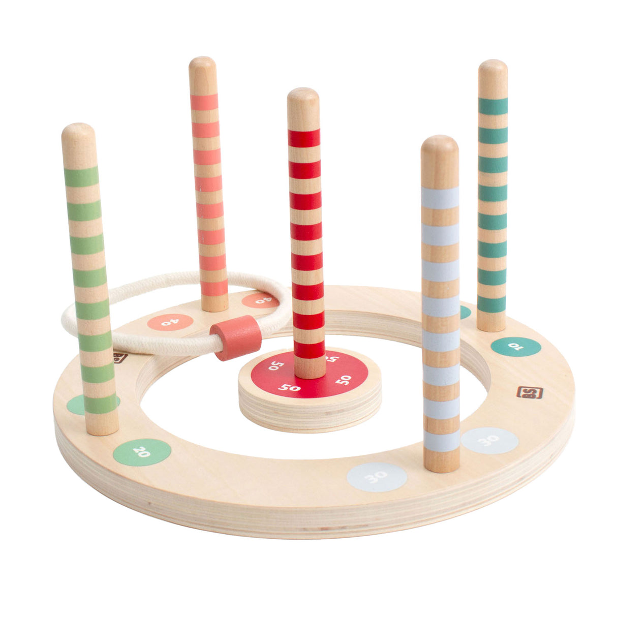 BS Toys Holz Ringswerp -Spiel mit Streifen, 7dlg.