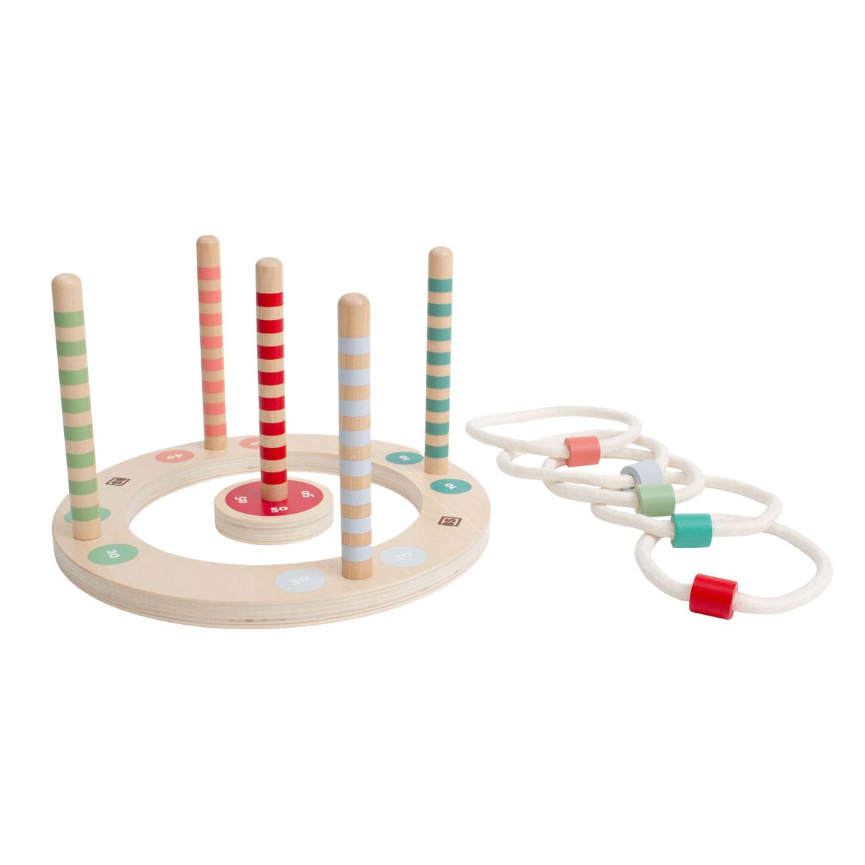 BS Toys Wooden Ringswerp -spill med striper, 7dlg.