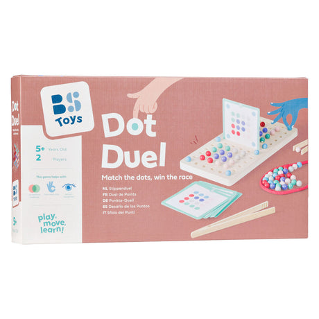 Bs toys stippenduel - behendigheidsspel voor kinderen vanaf 5 jaar - educatief kinderspeelgoed met 36 balletjes, 20 opdrachtkaarten pincet - snelheidsspel voor 2 spelers - patronen namaken - concentratiespel met geheugenvariant eigen patronen