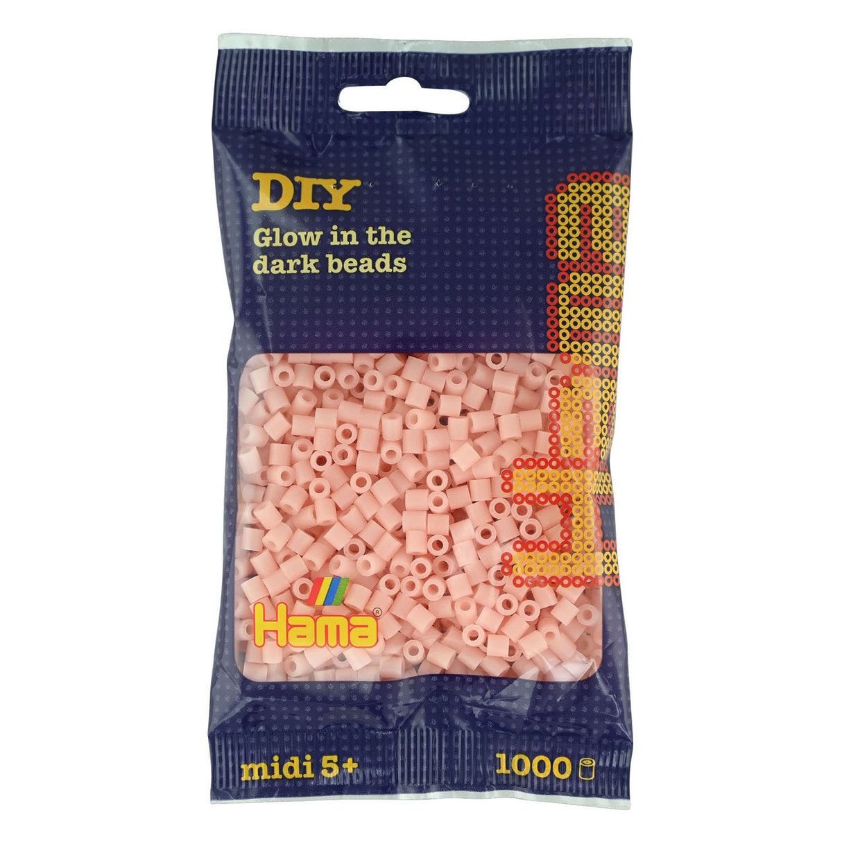 Hama String Beads Salmon Pink in the Dark (056), 1000st.