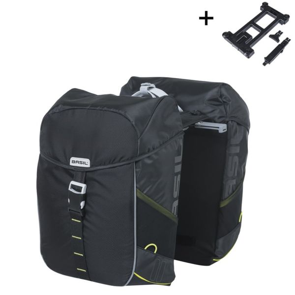 Sacoche de vélo double Basil miles 34 litres 13 x 26 x 35 cm (2x) - citron vert noir