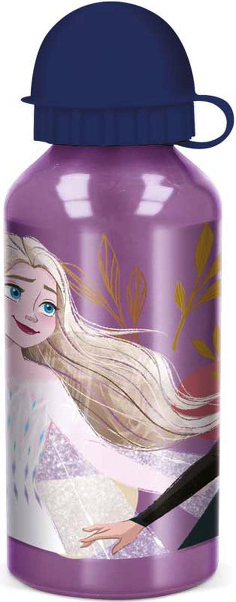 Stor Gourde en aluminium La Reine des Neiges II de Disney - 400 ml - légère - bouchon à vis étanche - gourde pour enfants - violet bleu foncé