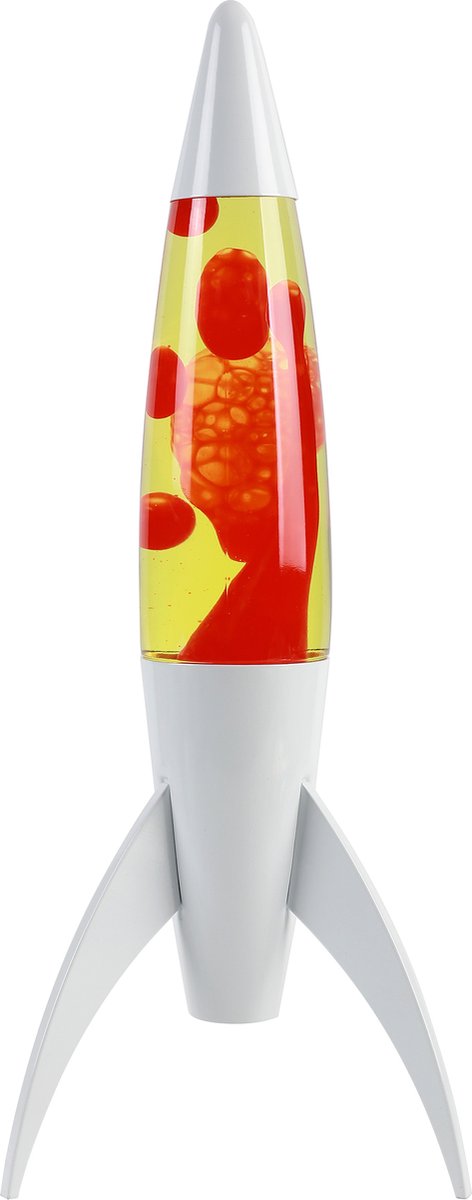 Lampe à lave I-total - lampe à lave - lampe d'ambiance - 45 x 20 cm - verre aluminium - 25w - liquide orange avec lave rouge - socle blanc - xl2934
