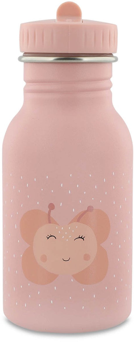 Gourde Trixie – Mme. papillon - bouteille d'eau en acier inoxydable pour enfants - 350 ml - bouteille étanche - rose - papillon