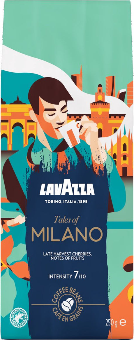 Lavazza contes de grains de café milano - 6 x 250 grammes - grains de café 100% arabica - intensité 7 10