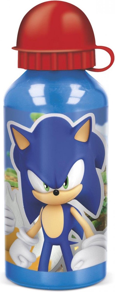 Gourde en aluminium Stor Sonic the Hegdehog - 400 ml - légère - bouchon à vis étanche - gourde pour enfants - hors de portée