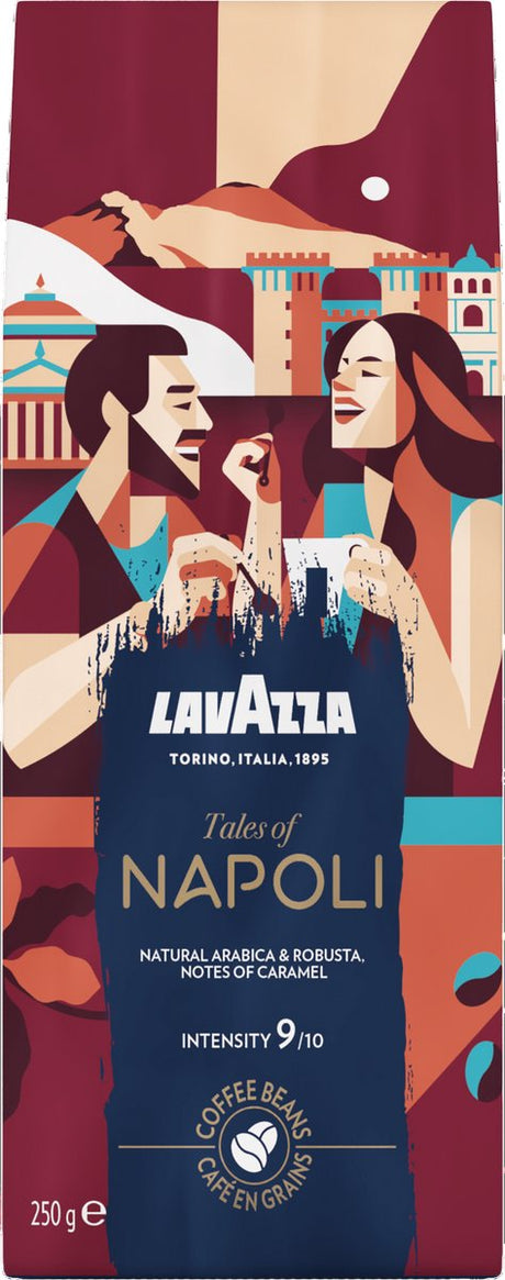 Lavazza contes de grains de café de Naples - 6 x 250 grammes - mélange de café de grains Robusta et Arabica - intensité 9 10