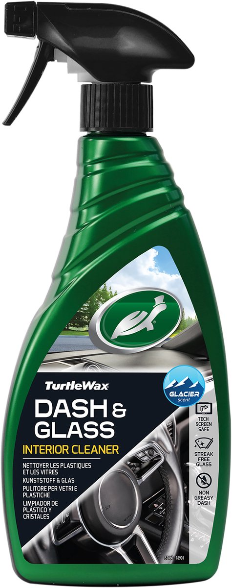 Verre de tableau de bord Turtle Wax Green Line - deux nettoyants en un - pour vitres de voiture en plastique - ne laisse aucune trace, aucun résidu de graisse ou de poussière - 500 ml