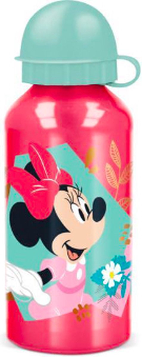 Stor Gourde en aluminium Minnie Mouse de Disney - 400 ml - légère - bouchon à vis étanche - gourde pour enfants - rouge vert menthe