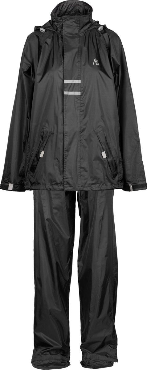 Ralka regenpak waterdicht ademend - junior - reflectie - zwart - 128