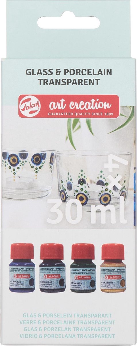 Talens art création verre porcelaine transp. 4x30ml bleu