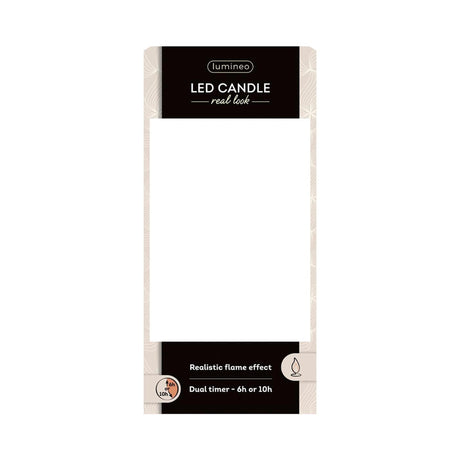 Lumineo realistische led kaars met wax pit en vlam effect ã˜7.5x20cm wit met 6uur timer werkt op batterij